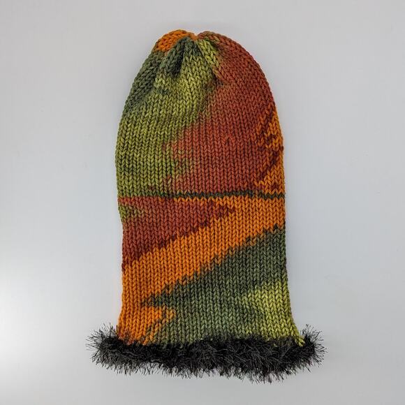 Sunset Multicolor Fairy Grunge Fuzzy Knitted Handmade Balaclava Winter Hat - Picture 6 of 8